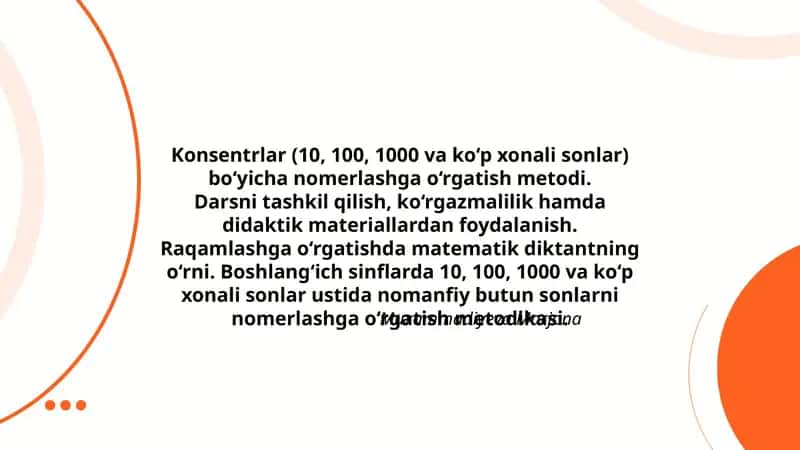 Konsentrlar (10, 100, 1000 va ko‘p xonali sonlar)