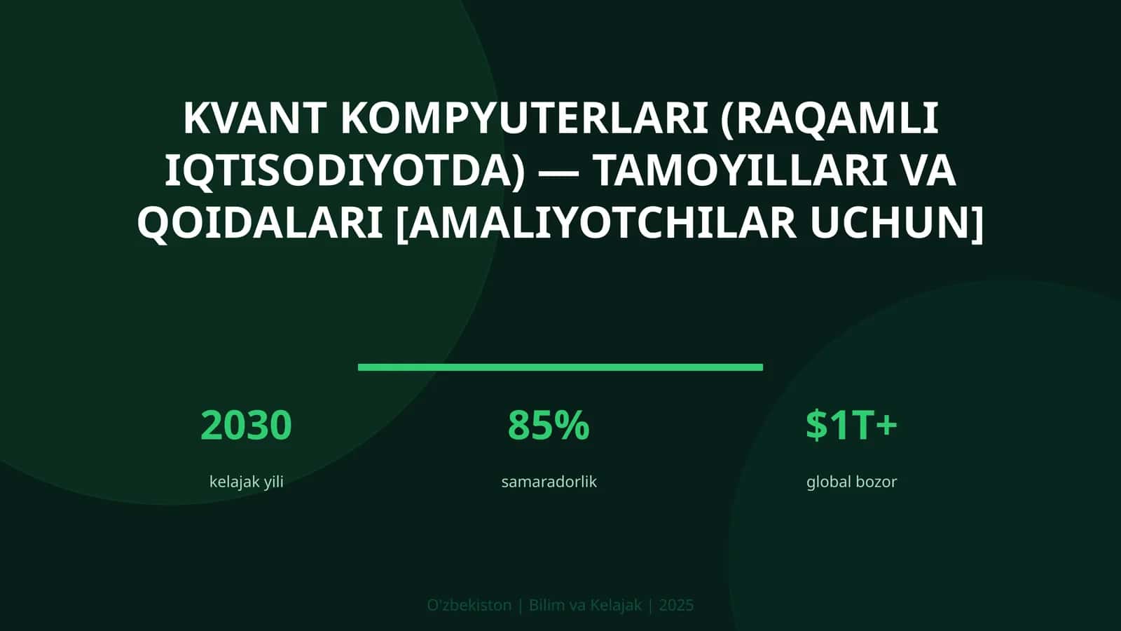 KVANT KOMPYUTERLARI (RAQAMLI IQTISODIYOTDA) — TAMOYILLARI VA QOIDALARI [AMALIYOTCHILAR UCHUN]