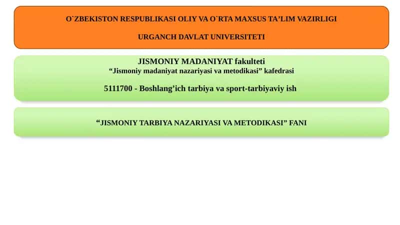 Jismoniy Tarbiya Nazariyasi va Metodikasi