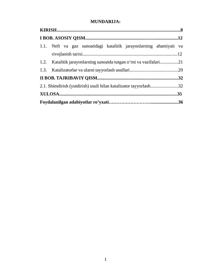 Neft va gaz sanoatida katalizatorlarning turlari va xomashyolar