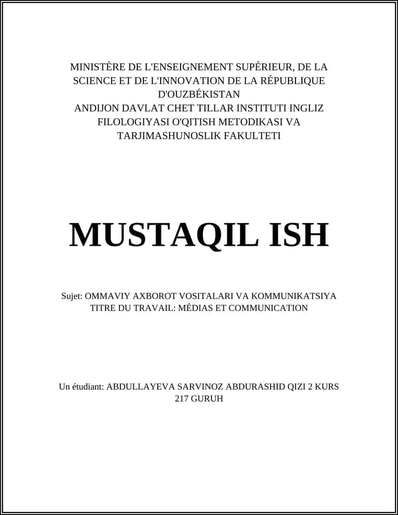 MÉDIAS ET COMMUNICATION
