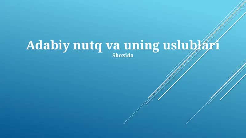 Adabiy nutq va uning uslublari