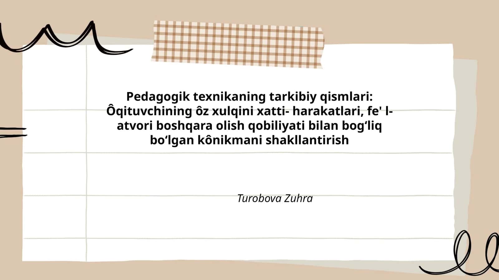 Pedagogik texnikaning tarkibiy qismlari