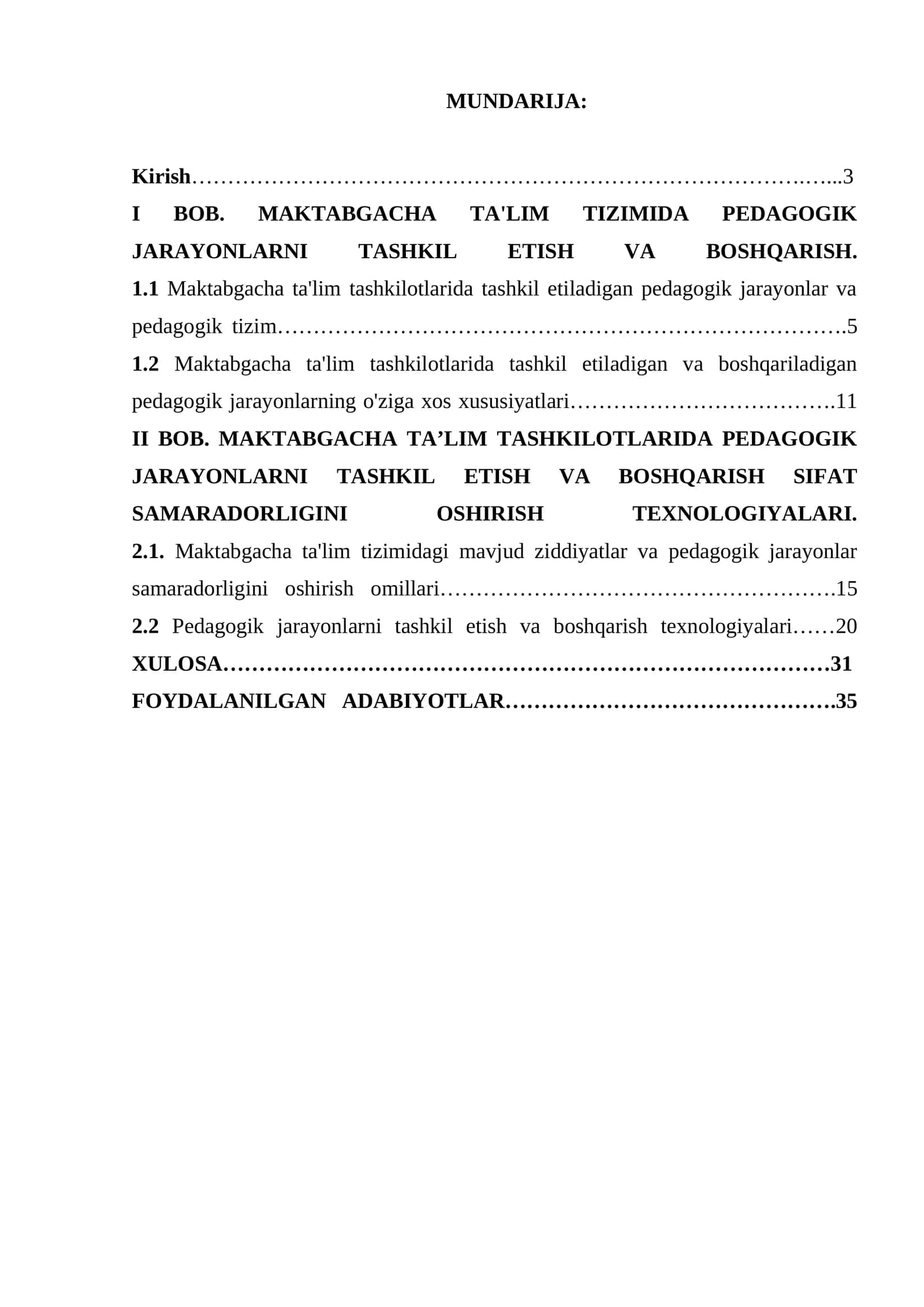 MAKTABGACHA TA'LIM TIZIMIDA PEDAGOGIK JARAYONLARNI TASHKIL ETISH VA BOSHQARISH