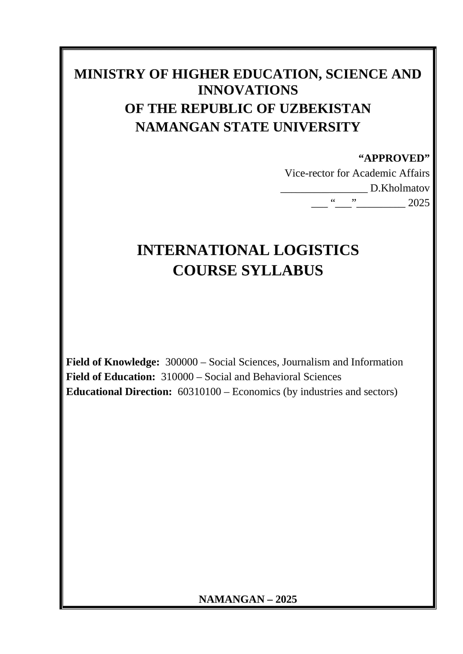 INTERNATIONAL LOGISTICS