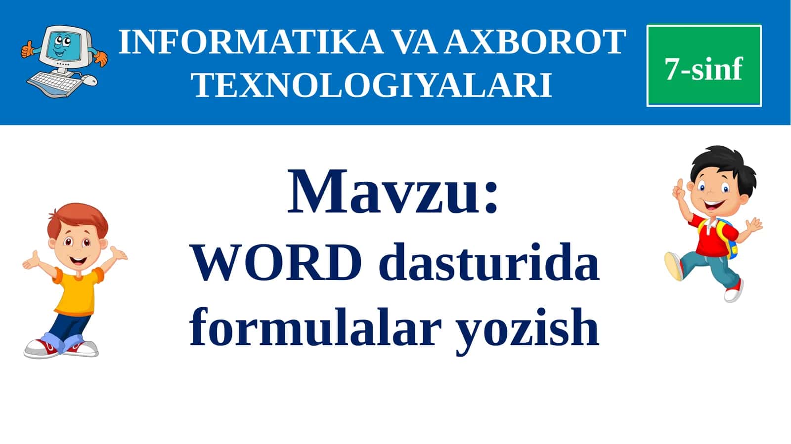 WORD dasturida formulalar yozish