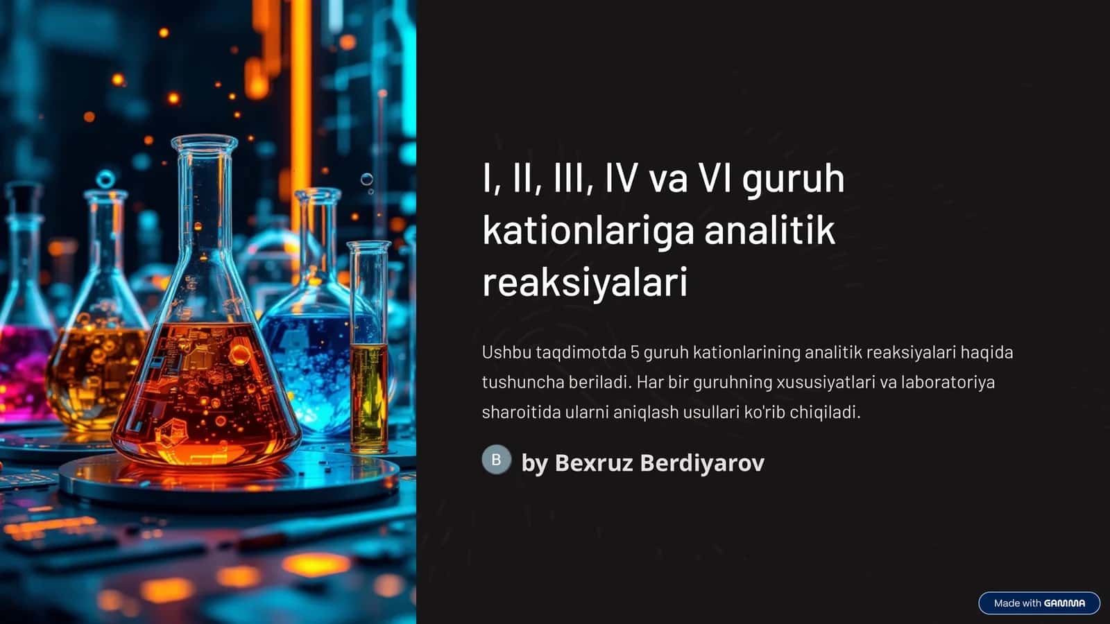 I, II, III, IV va VI guruh kationlariga analitik reaksiyalari