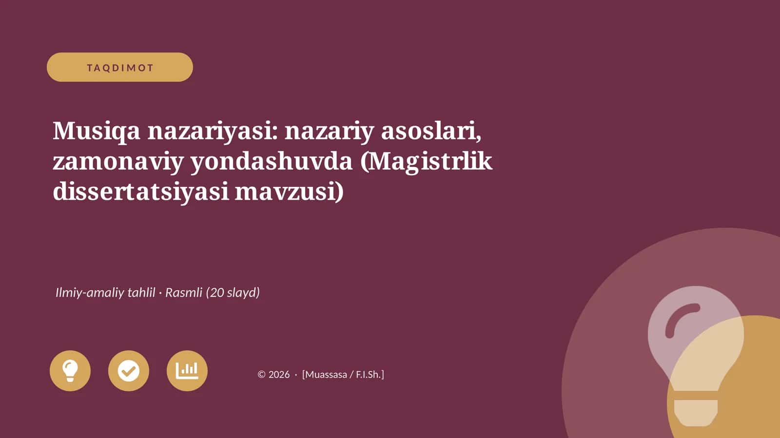 Musiqa nazariyasi: nazariy asoslari, zamonaviy yondashuvda (Magistrlik dissertatsiyasi mavzusi)