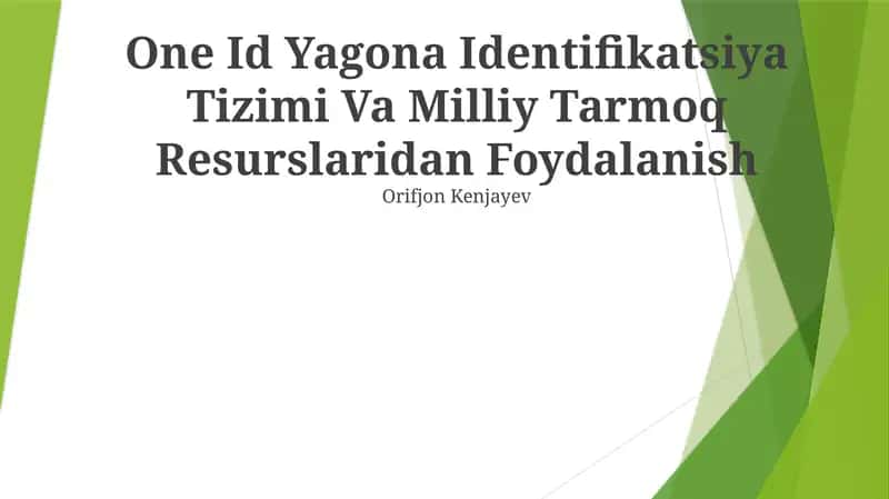 One Id Yagona Identifikatsiya Tizimi