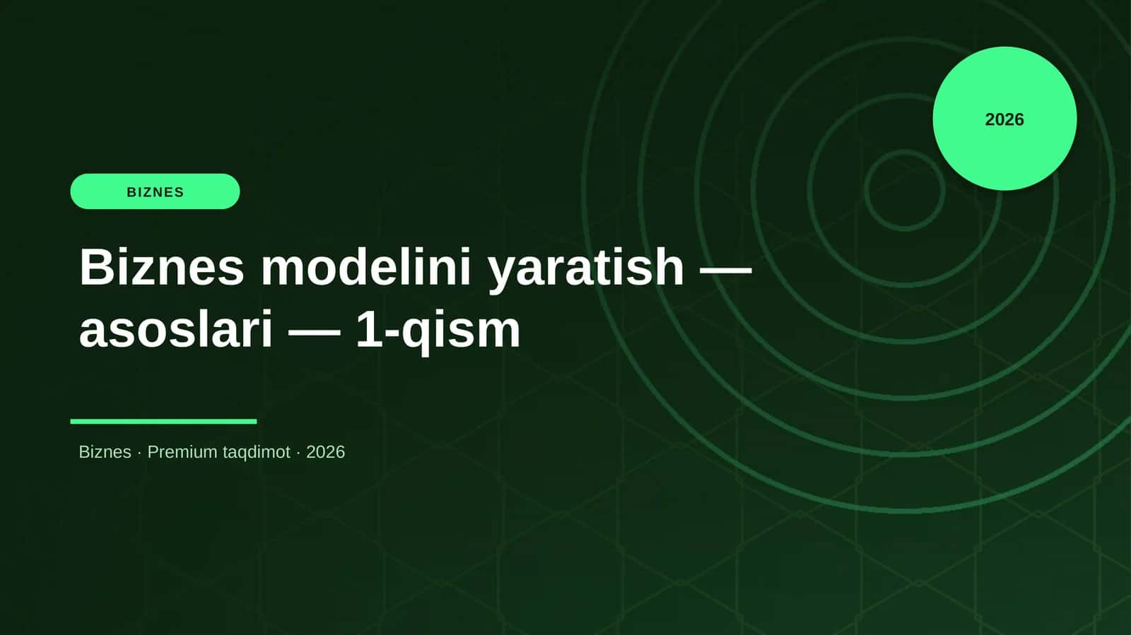 Biznes modelini yaratish — asoslari — 1-qism