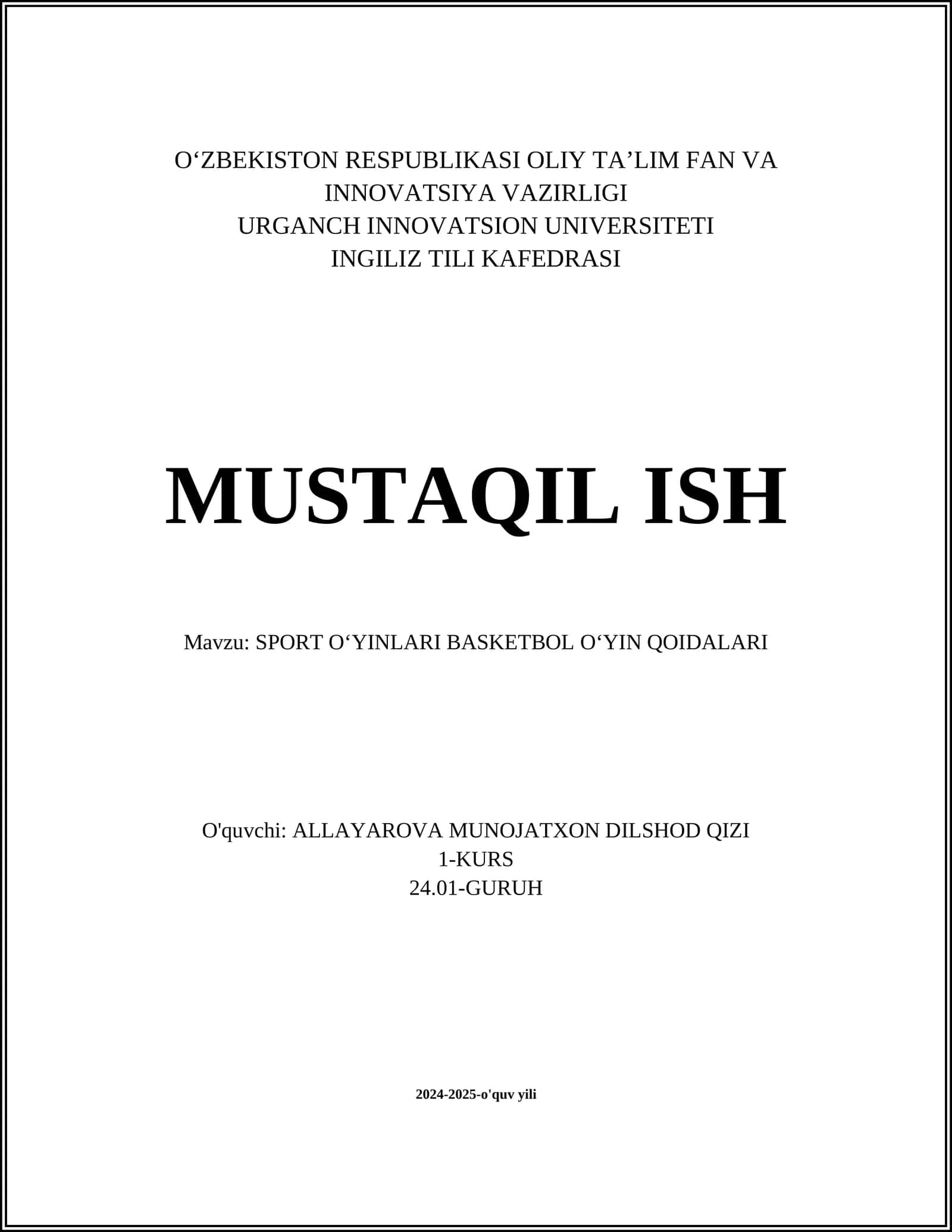 BASKETBOL OʻYIN QOIDALARI