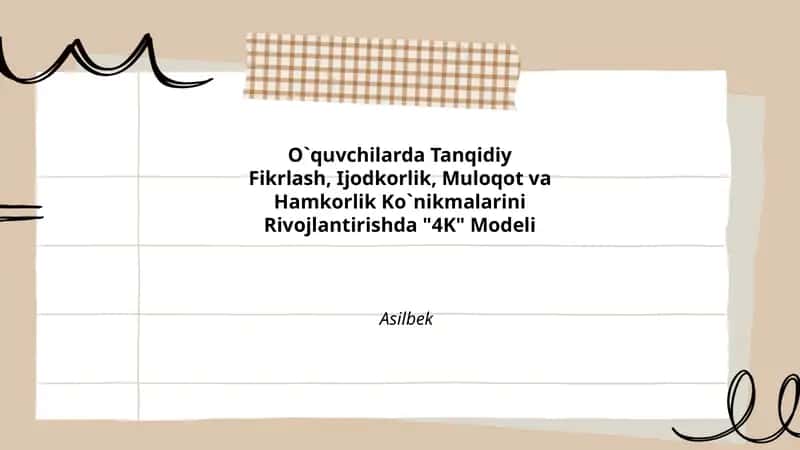 O`quvchilarda Tanqidiy Fikrlash