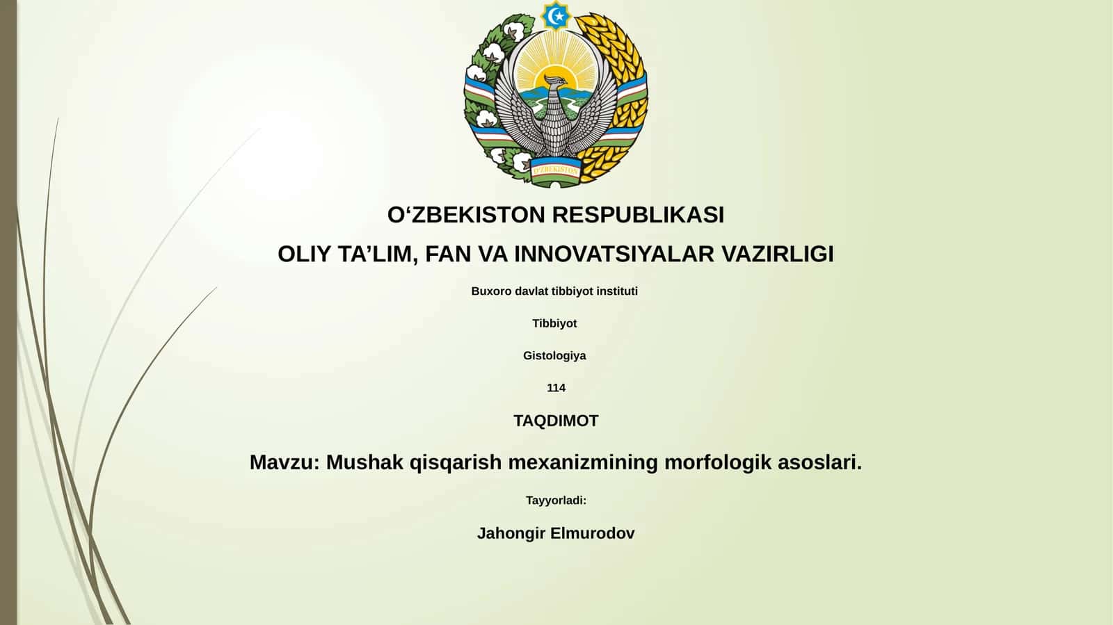 Mushak qisqarish mexanizmining morfologik asoslari
