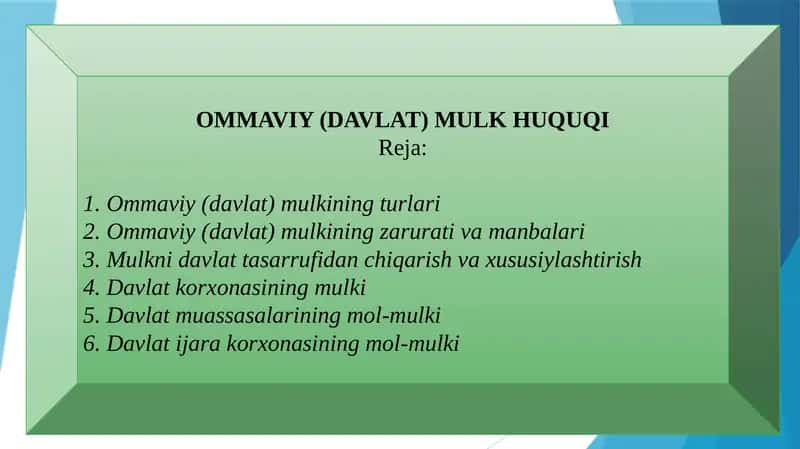 OMMAVIY (DAVLAT) MULK HUQUQI