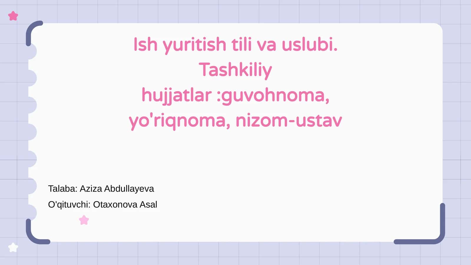 Ish yuritish tili va uslubi
