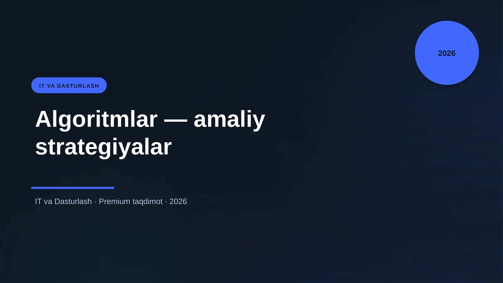 Algoritmlar — amaliy strategiyalar