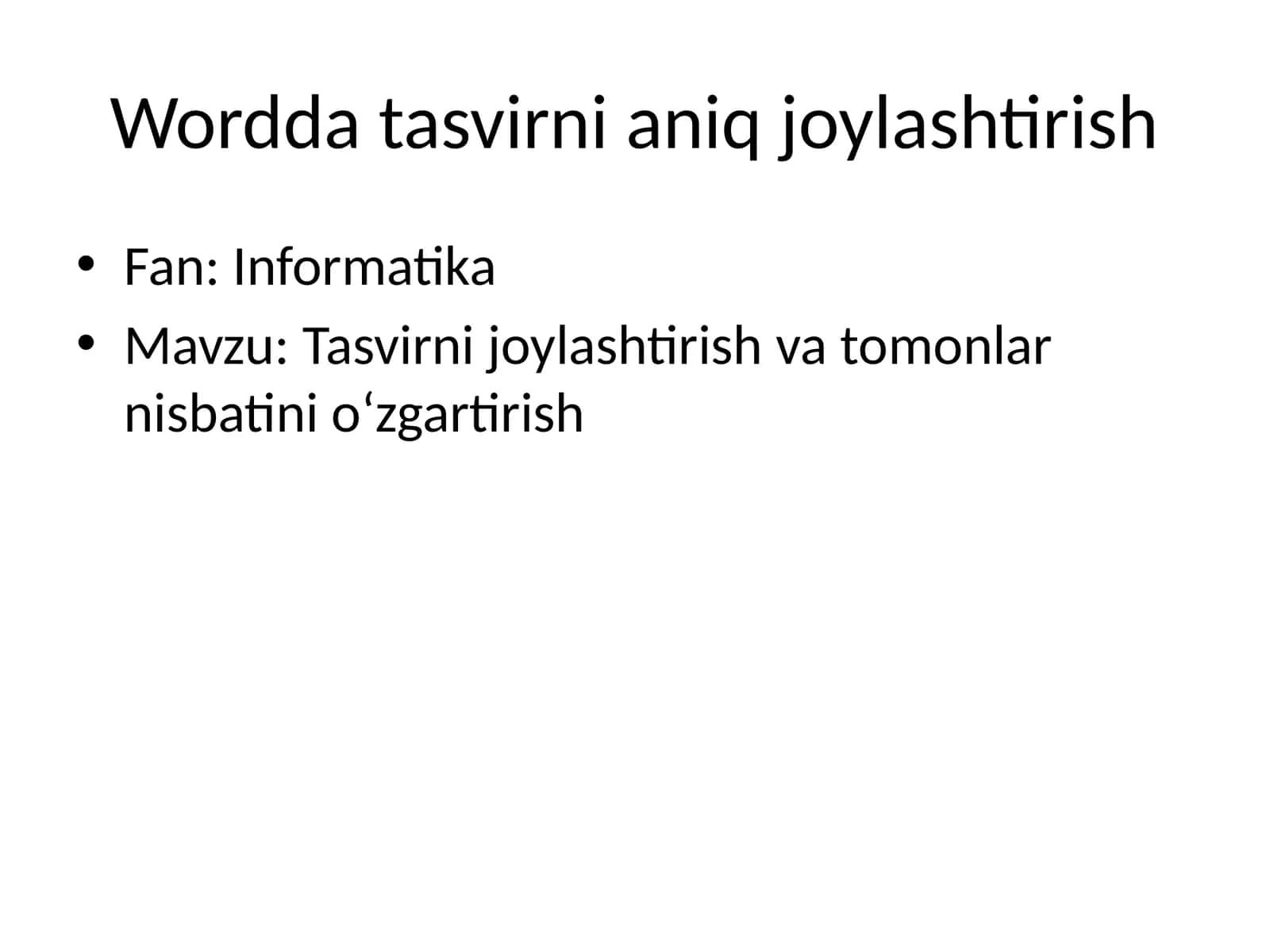 Tasvirni aniq joylashtirish