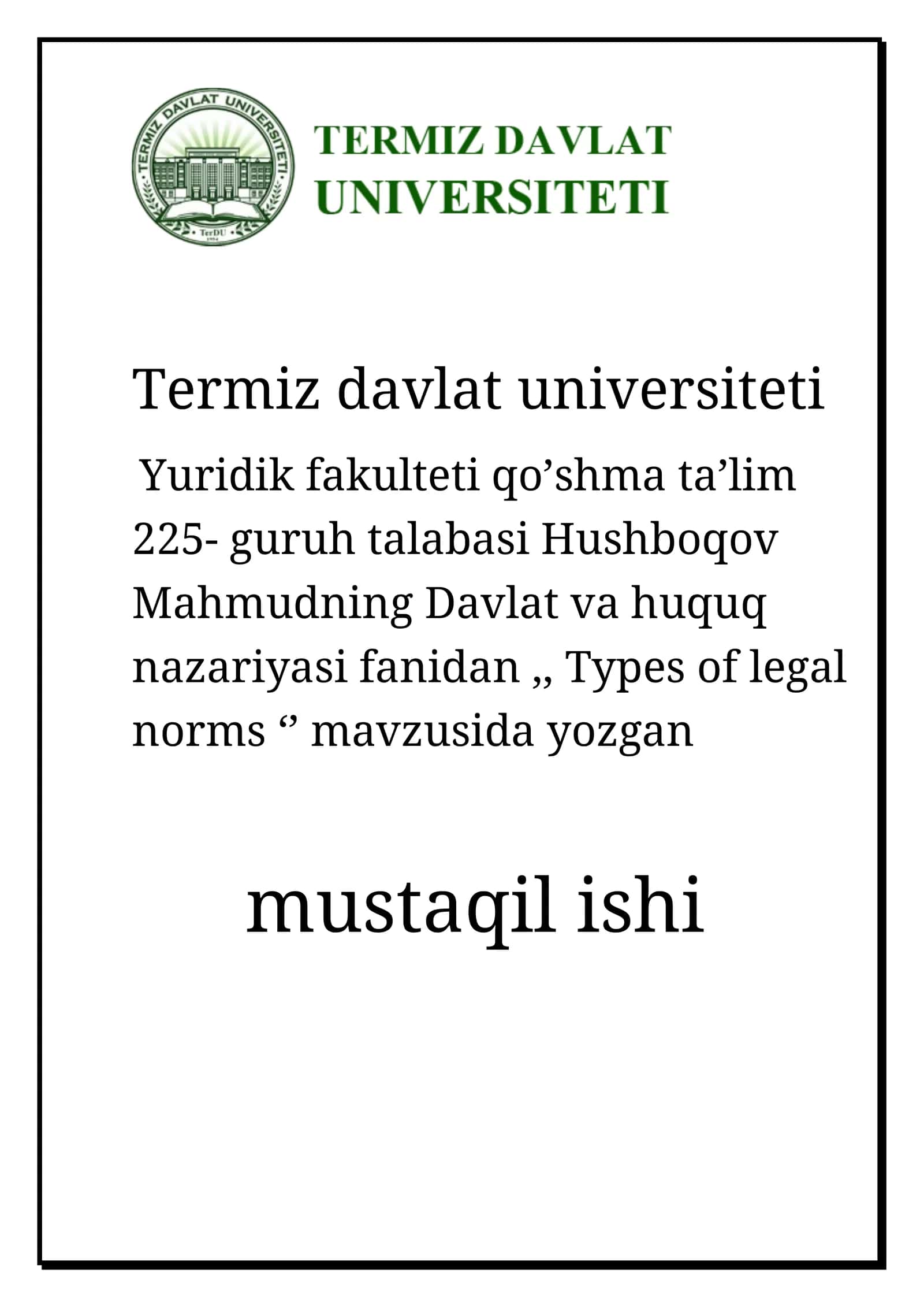 Types of Legal Norms