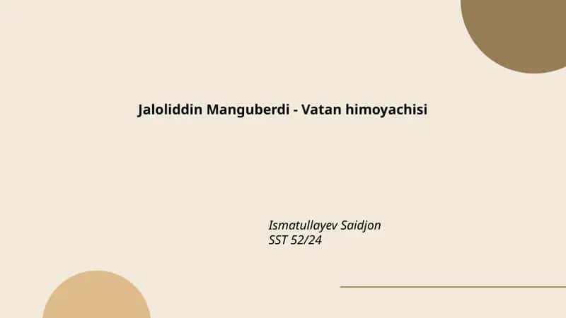 Jaloliddin Manguberdi - Vatan himoyachisi