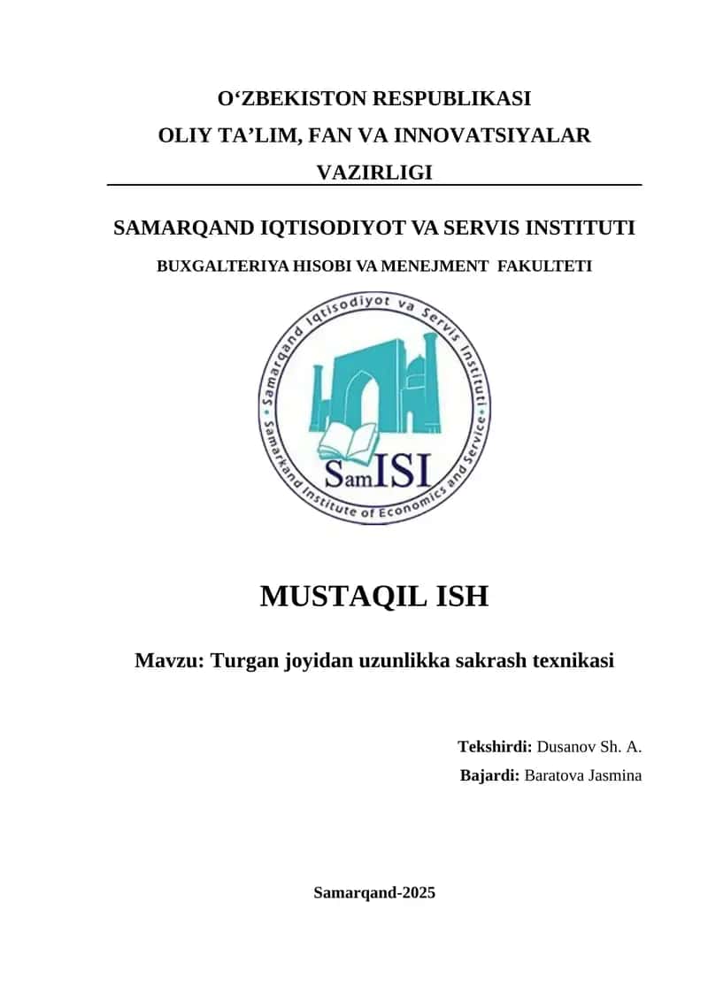 Turgan joyidan uzunlikka sakrash texnikasi