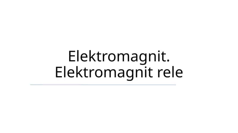 Elektromagnit. Elektromagnit rele
