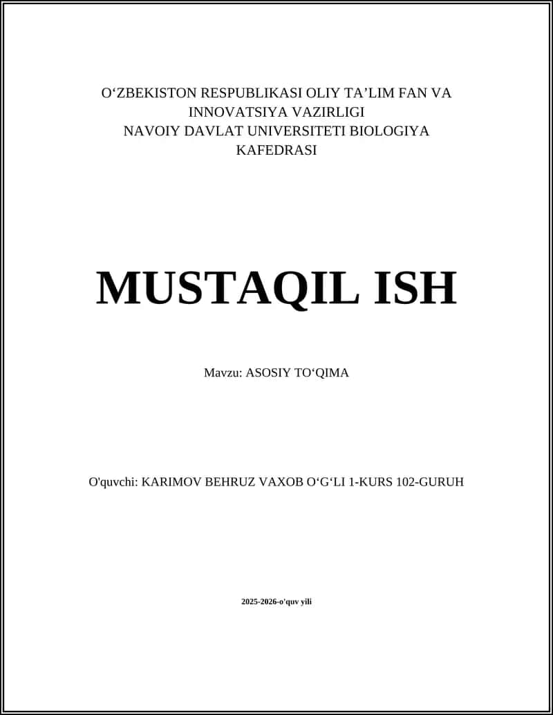ASOSIY TOʻQIMA