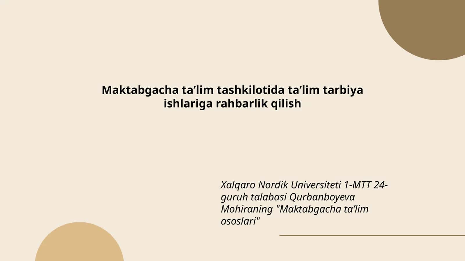 Maktabgacha taʼlim asoslari