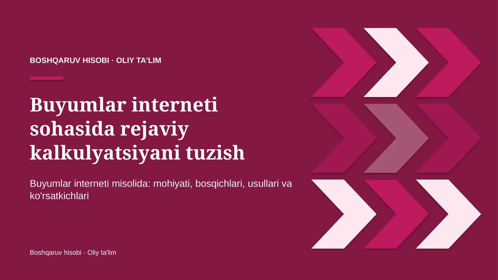 Buyumlar interneti sohasida rejaviy kalkulyatsiyani tuzish