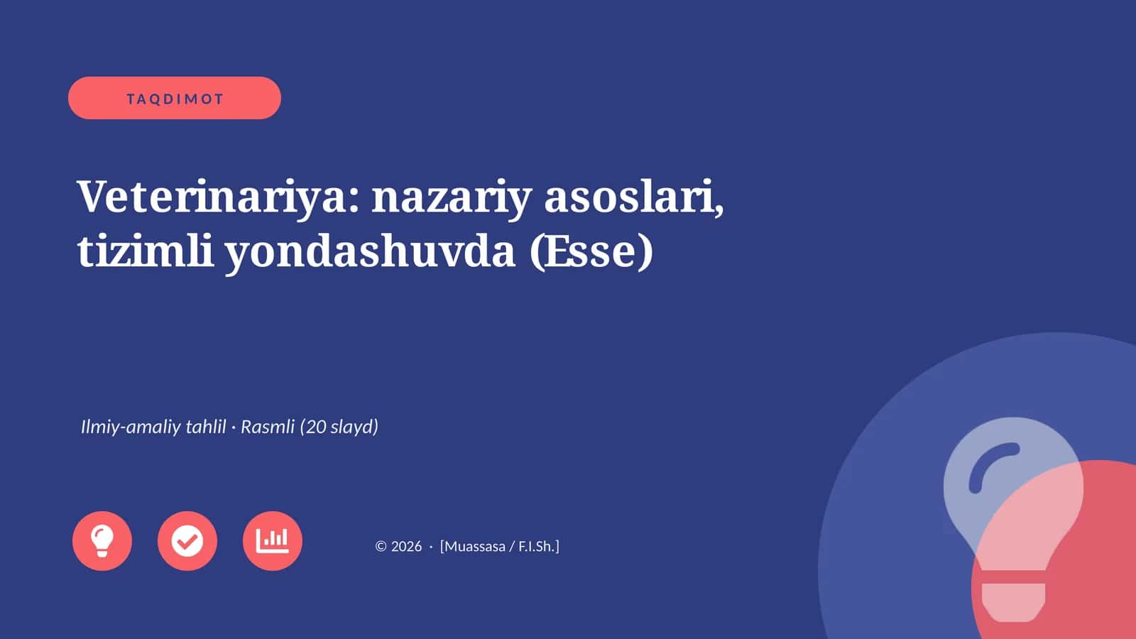 Veterinariya: nazariy asoslari, tizimli yondashuvda (Esse)