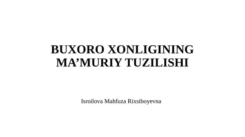 BUXORO XONLIGINING MA’MURIY TUZILISHI