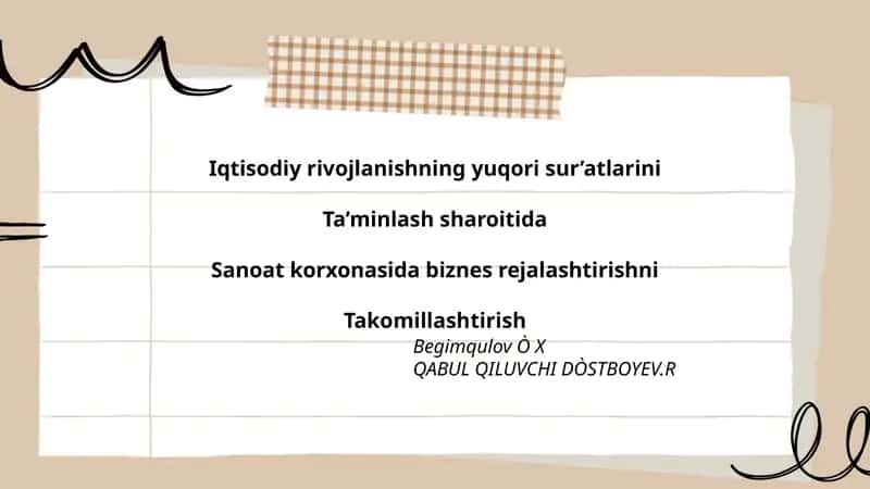 Iqtisodiy Rivojlanishning Yuqori Sur’atlarini Ta’minlash Sharoitida
