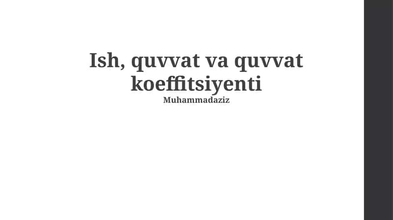 Ish, quvvat va quvvat koeffitsiyenti