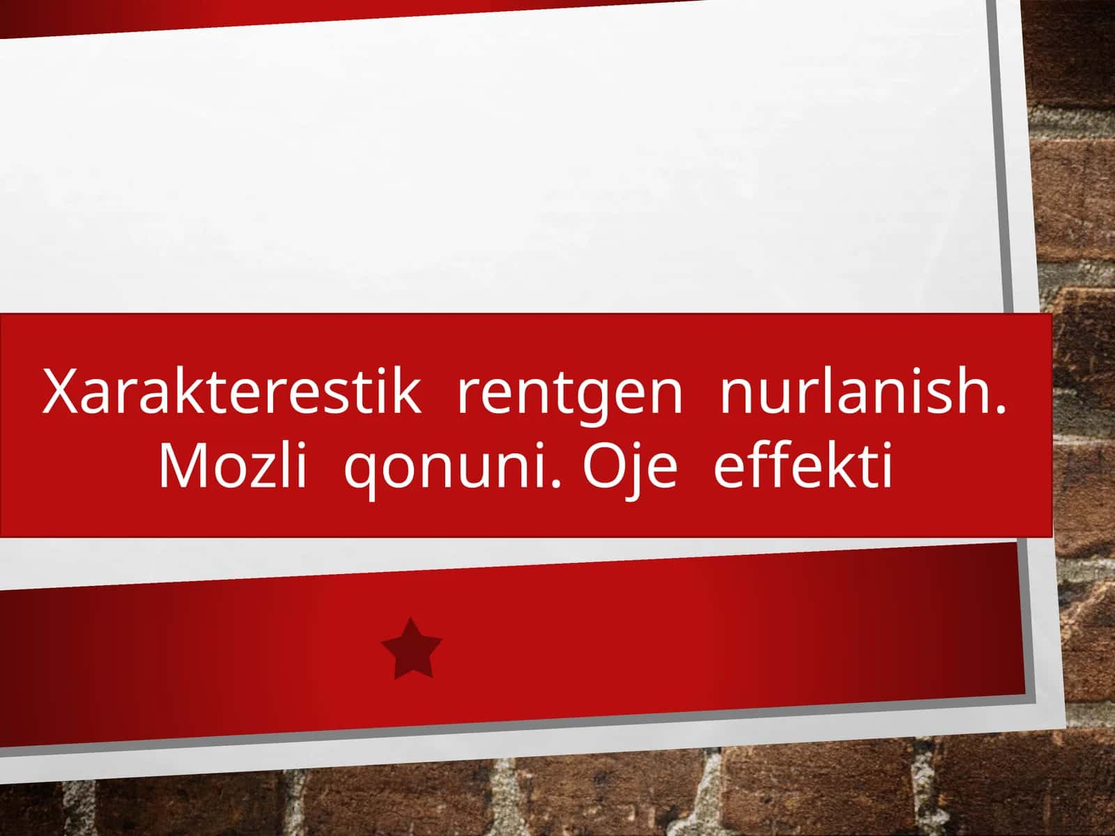 Xarakterestik rentgennurlanish. Mozliqonuni. Ojeeffekti