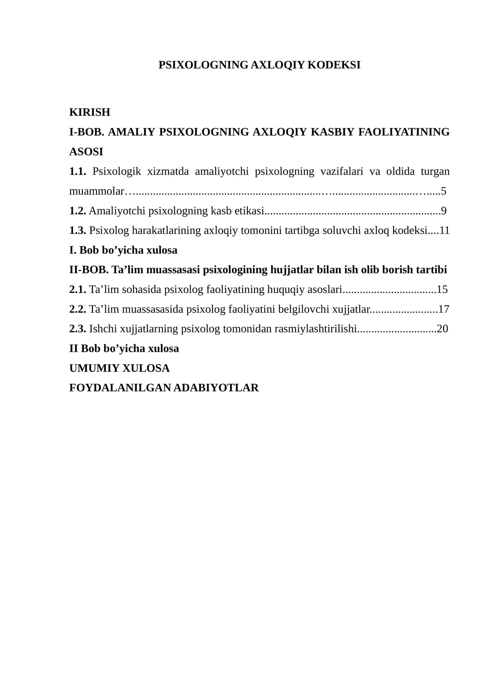 PSIXOLOGNING AXLOQIY KODEKSI