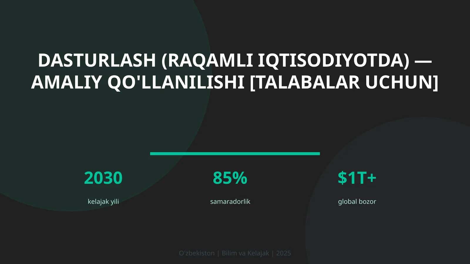 Dasturlash (raqamli iqtisodiyotda) — amaliy qo'llanilishi [talabalar uchun]