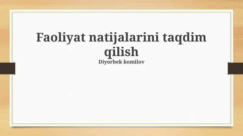 Faoliyat natijalari