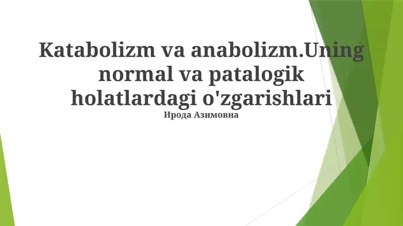 Katabolizm va anabolizm