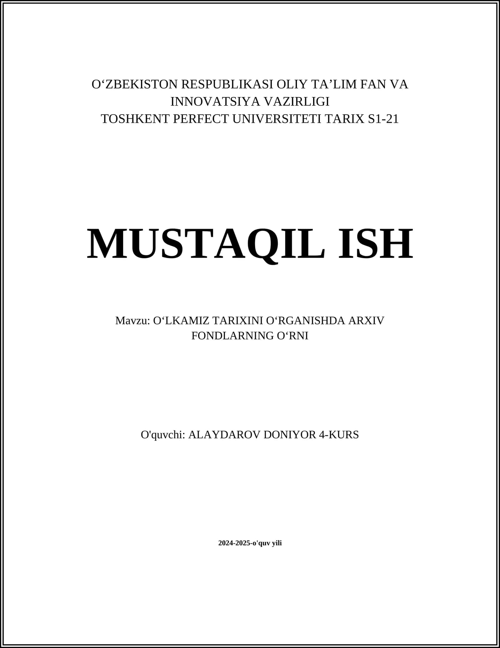 O‘zbekiston arxiv fondlarining tashkil topishi