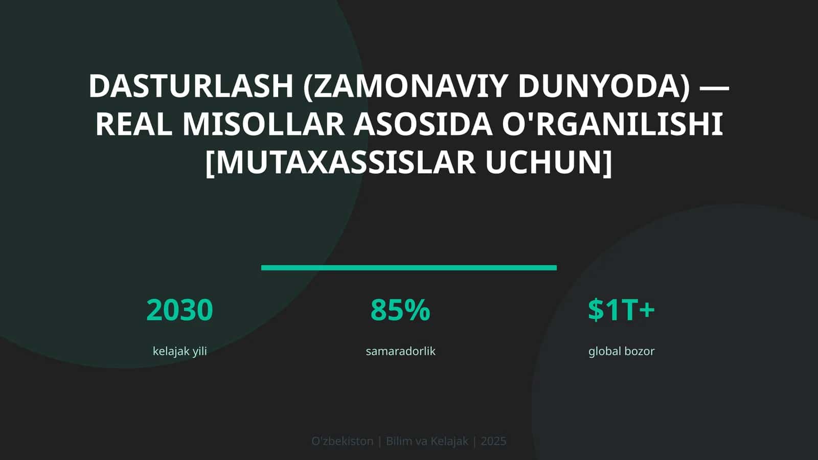 Dasturlash (zamonaviy dunyoda) — real misollar asosida o'rganilishi [mutaxassislar uchun]