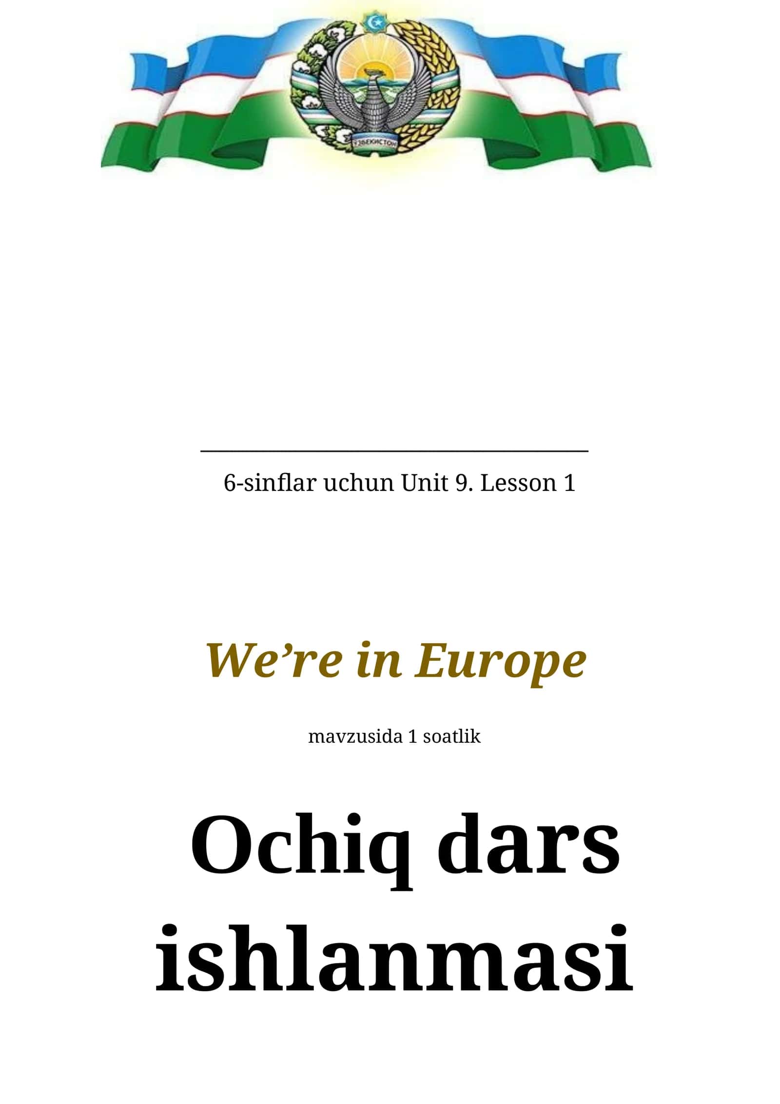 6-sinflar uchun Unit 9. Lesson 1