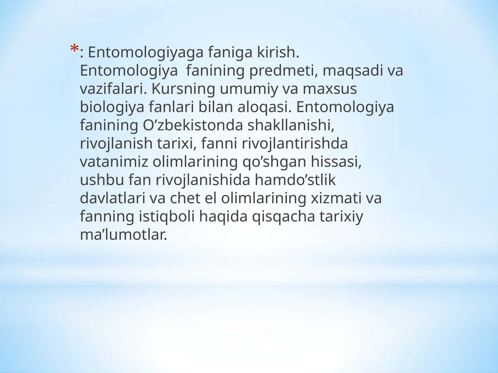 Entomologiyaga faniga kirish
