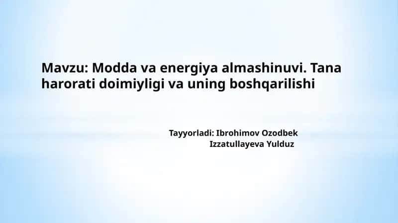 Moddavaenergiyaalmashinuvi tana harorati doimiyligi termoregulyatsiya 1