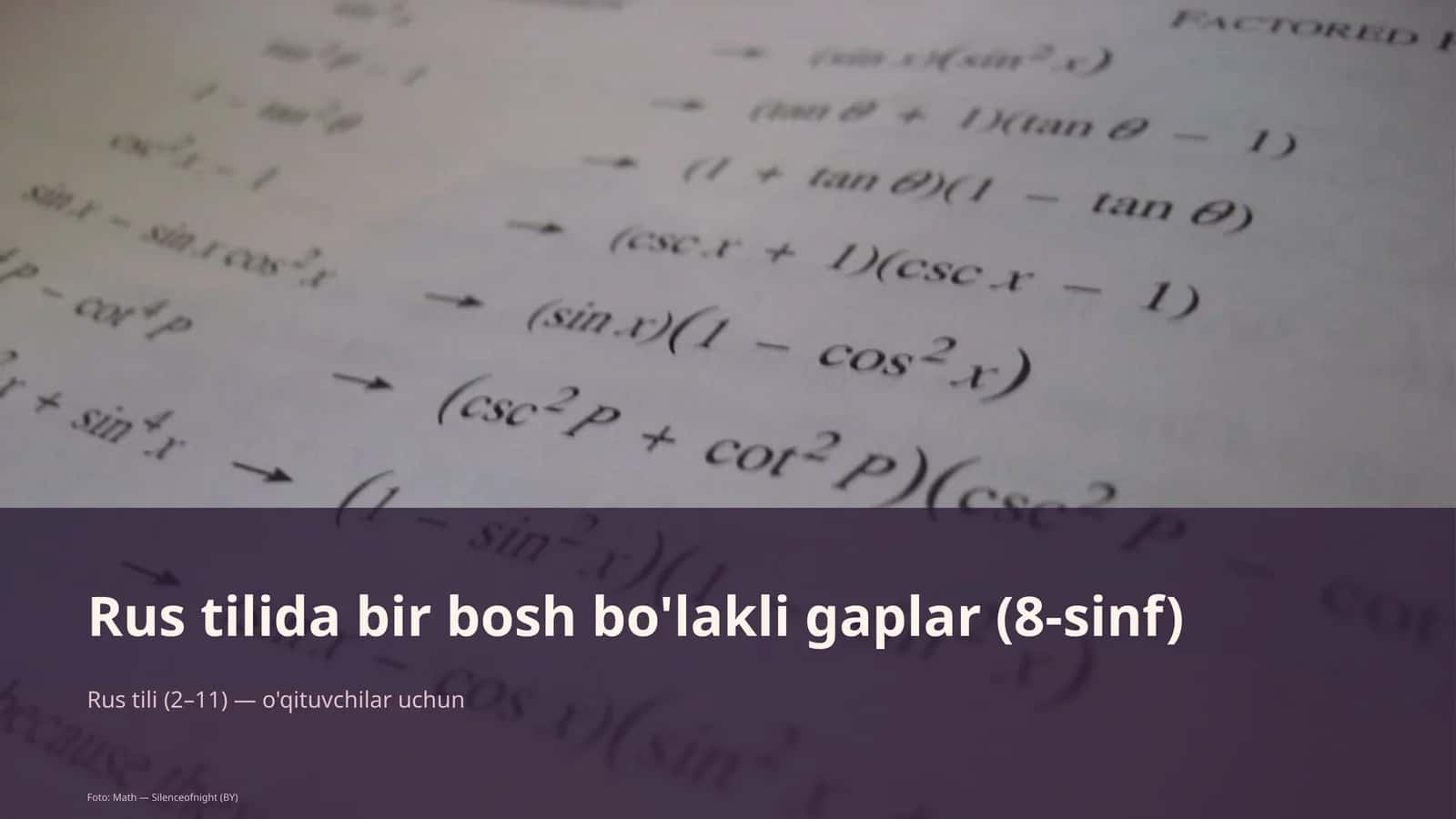 Rus tilida bir bosh bo'lakli gaplar (8-sinf)