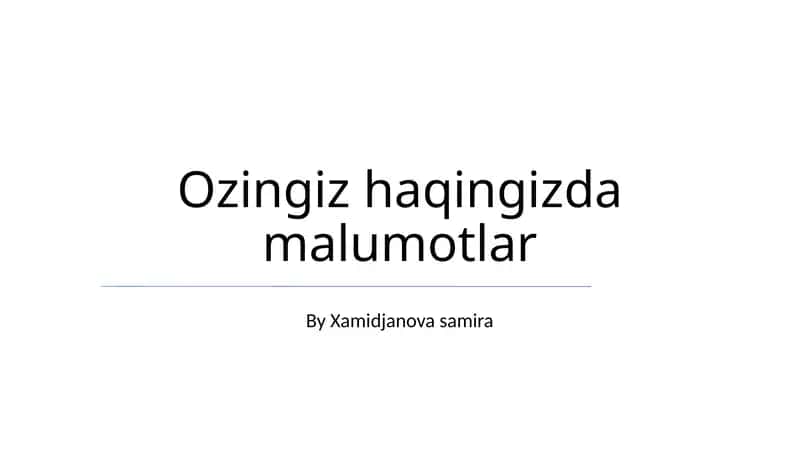 Siz Haqingizdagi Ma'lumotlar
