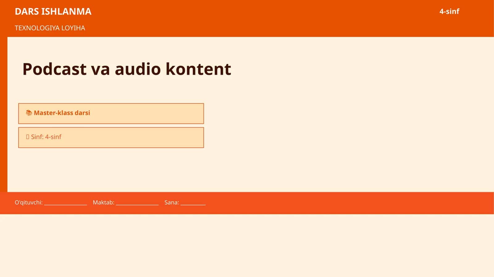 TEXNOLOGIYA LOYIHA (Podcast va audio kontent)