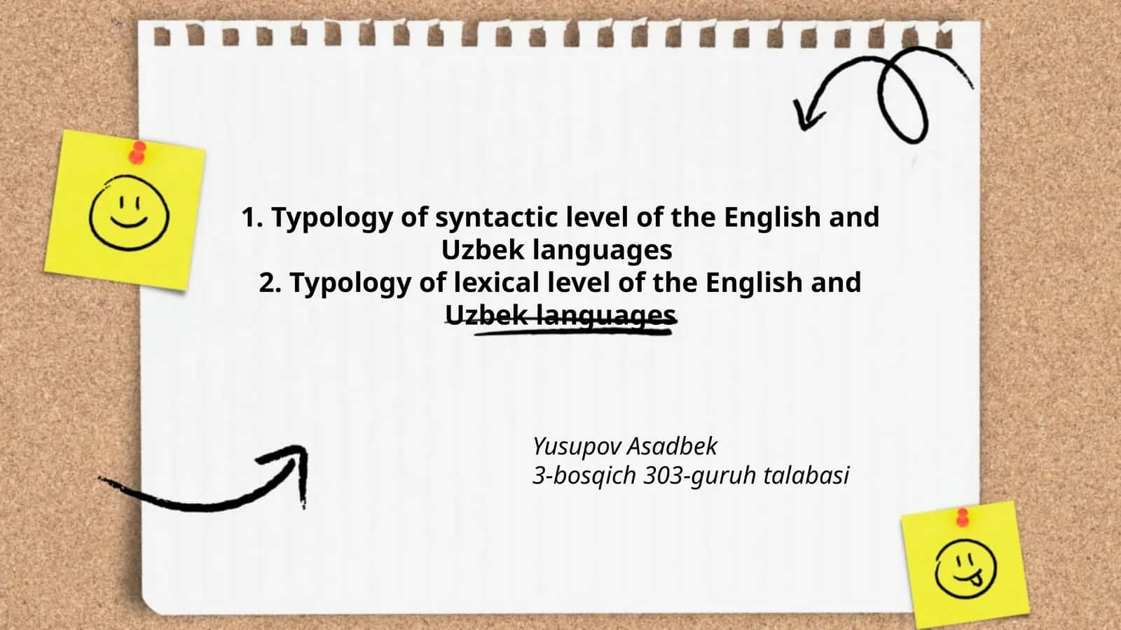 Typology of Syntactic and Lexical Levels of English and Uzbek Languages