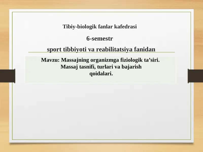 Tibiy-biologik fanlar kafedrasi