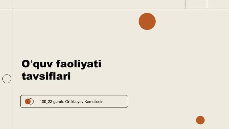 Ta'lim faoliyati tavsiflari