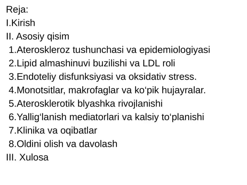 Arterioskleroz kasalligi