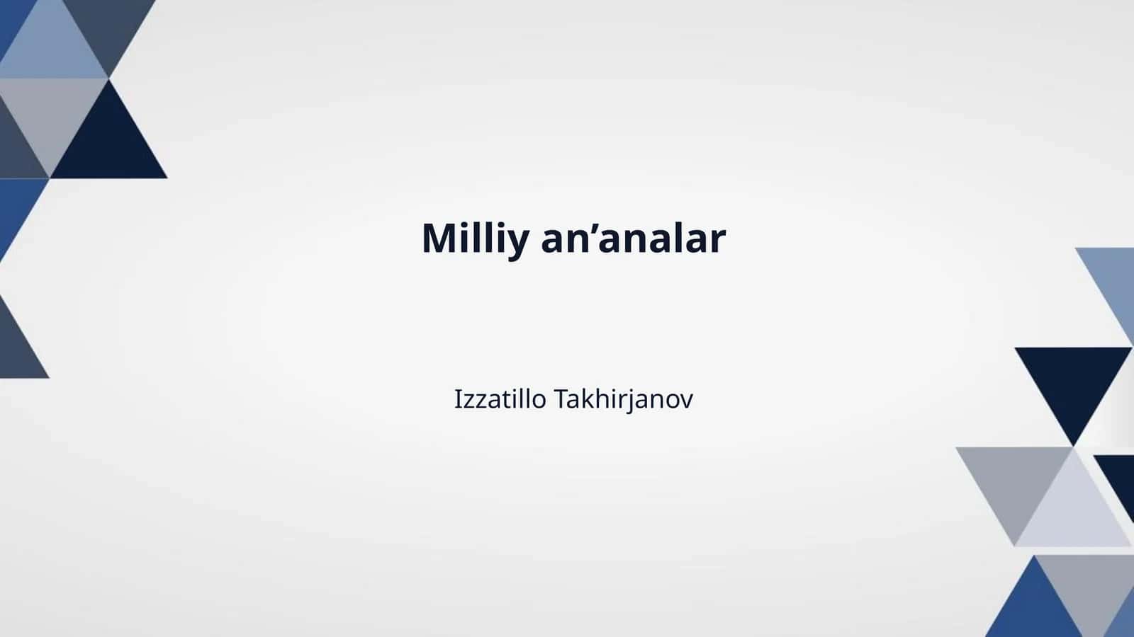 Milliy an’analar